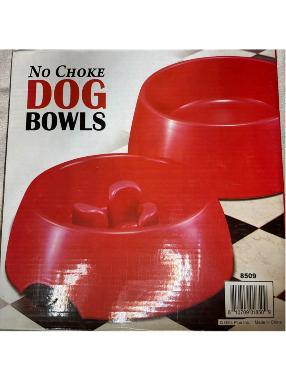 No Choke Dog Bowls, One Size, Red and Blue